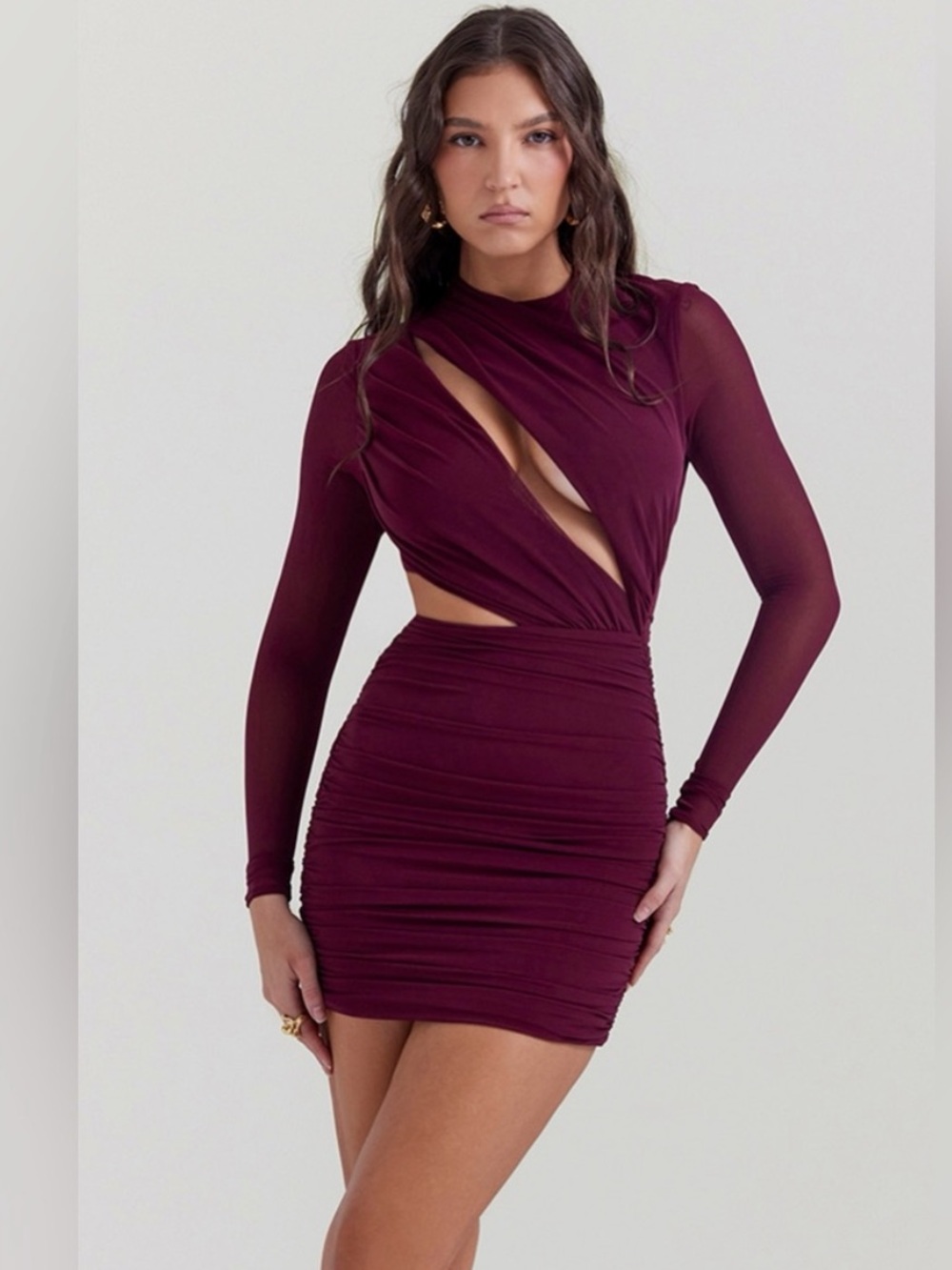 House Of CB Lucinda Dress MULBERRY CUTOUT MINI DRESS